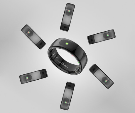 FOREVER Astral SR-100 pametni prstan, velikost 8, BT 5.2, Android + iOS, baterija, aplikacija, spremljanje zdravja / spanca, športni načini, 5ATM, + polnilna postaja, črn (Carbon Black)