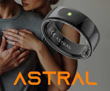 FOREVER Astral SR-100 pametni prstan, velikost 13, BT 5.2, Android + iOS, baterija, aplikacija, spremljanje zdravja / spanca, športni načini, 5ATM, + polnilna postaja, črn (Carbon Black)