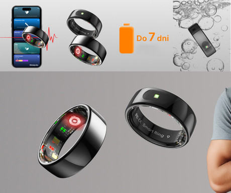 FOREVER Astral SR-100 pametni prstan, velikost 13, BT 5.2, Android + iOS, baterija, aplikacija, spremljanje zdravja / spanca, športni načini, 5ATM, + polnilna postaja, črn (Carbon Black)