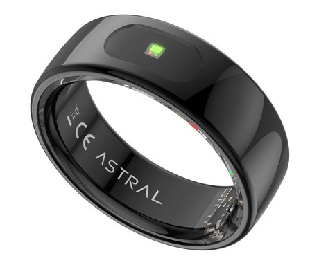 FOREVER Astral SR-100 pametni prstan, velikost 13, BT 5.2, Android + iOS, baterija, aplikacija, spremljanje zdravja / spanca, športni načini, 5ATM, + polnilna postaja, črn (Carbon Black)