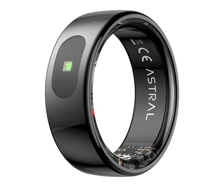FOREVER Astral SR-100 pametni prstan, velikost 13, BT 5.2, Android + iOS, baterija, aplikacija, spremljanje zdravja / spanca, športni načini, 5ATM, + polnilna postaja, črn (Carbon Black)