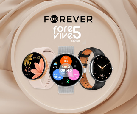 FOREVER ForeVive 5 SB-365 pametna ura, 1.3" AMOLED zaslon, Bluetooth, Android + iOS, klicanje, baterija, aplikacija, IP68, merjenje aktivnosti, analiza spanca, športni načini, črna (Carbon Black)