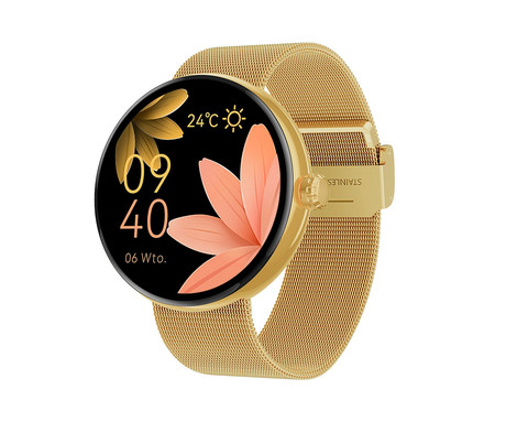 FOREVER ForeVive 5 SB-365 pametna ura, 1.3" AMOLED zaslon, Bluetooth, Android + iOS, klicanje, baterija, aplikacija, IP68, merjenje aktivnosti, analiza spanca, športni načini, zlata (Luxury Gold)