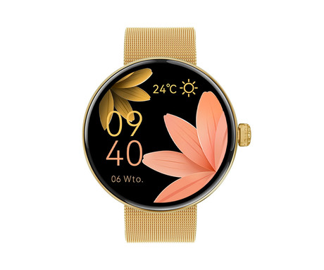 FOREVER ForeVive 5 SB-365 pametna ura, 1.3" AMOLED zaslon, Bluetooth, Android + iOS, klicanje, baterija, aplikacija, IP68, merjenje aktivnosti, analiza spanca, športni načini, zlata (Luxury Gold)