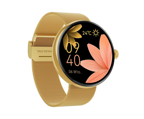 FOREVER ForeVive 5 SB-365 pametna ura, 1.3" AMOLED zaslon, Bluetooth, Android + iOS, klicanje, baterija, aplikacija, IP68, merjenje aktivnosti, analiza spanca, športni načini, zlata (Luxury Gold)