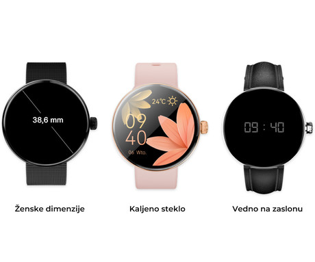 FOREVER ForeVive 5 SB-365 pametna ura, 1.3" AMOLED zaslon, Bluetooth, Android + iOS, klicanje, baterija, aplikacija, IP68, merjenje aktivnosti, analiza spanca, športni načini, zlata (Luxury Gold)