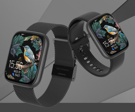 FOREVER ForeVigo 4 SW-330 pametna ura, 1.95" AMOLED, BT 5.4, Android + iOS, klicanje, baterija, aplikacija, spremljanje zdravja, analiza spanca, 100+ športov, 2 paščka, IP68, črna (Carbon Black)