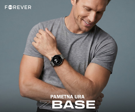 FOREVER zBASE SW-720 pametna ura, 1.43" AMOLED zaslon, 2 paščka, BT 5.3, Android + iOS, baterija, aplikacija, spremljanje zdravja / spanca / aktivnosti, AGC 6H steklo, IP68, srebrno modra (Navy Blue)
