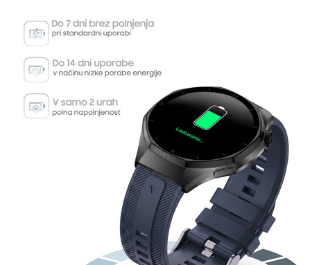 FOREVER zBASE SW-720 pametna ura, 1.43" AMOLED zaslon, 2 paščka, BT 5.3, Android + iOS, baterija, aplikacija, spremljanje zdravja / spanca / aktivnosti, AGC 6H steklo, IP68, srebrno modra (Navy Blue)