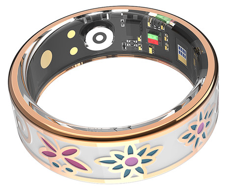 FOREVER BOTANICAL SR-101 pametni prstan, velikost 7, BT 5.4, Android + iOS, baterija, aplikacija, spremljanje zdravja / spanca / aktivnosti, 5ATM, +polnilna postaja, kovinski, roza zlat (Rose Gold)