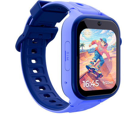 FOREVER BRO KW-540 AI otroška pametna ura, 4G LTE, Android OS, 1.72" IPS zaslon, AI funkcije, GPS+WIFI+LBS lociranje, SMS / video / klici, SOS gumb, aplikacija, IP65, 2 paščka, modra (Ocean Blue)