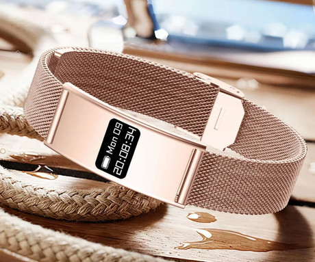 FOREVER ELEGANCE SB-B8 pametna zapestnica / ura, OLED zaslon, 2 paščka, BT 5.3, Android + iOS, baterija, aplikacija, spremljanje zdravja / spanca / aktivnosti / športa, IPX8, roza zlata (Rose Gold)