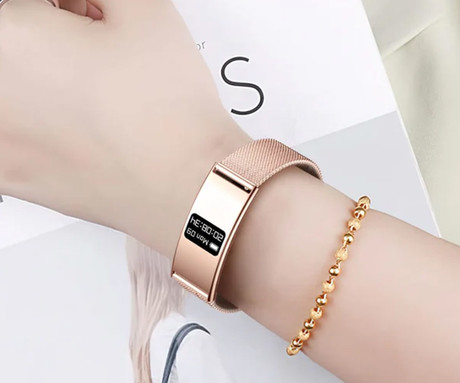 FOREVER ELEGANCE SB-B8 pametna zapestnica / ura, OLED zaslon, 2 paščka, BT 5.3, Android + iOS, baterija, aplikacija, spremljanje zdravja / spanca / aktivnosti / športa, IPX8, roza zlata (Rose Gold)