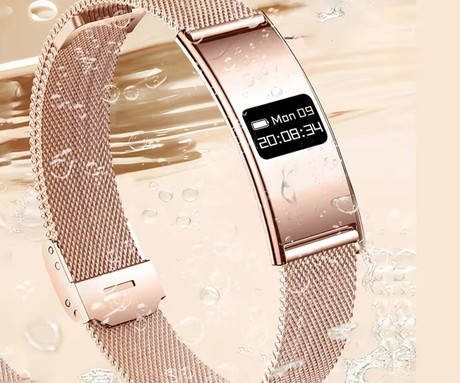 FOREVER ELEGANCE SB-B8 pametna zapestnica / ura, OLED zaslon, 2 paščka, BT 5.3, Android + iOS, baterija, aplikacija, spremljanje zdravja / spanca / aktivnosti / športa, IPX8, roza zlata (Rose Gold)