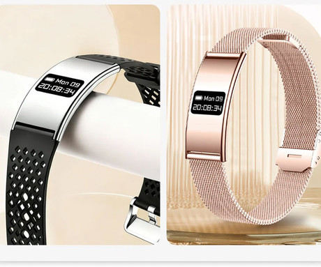 FOREVER ELEGANCE SB-B8 pametna zapestnica / ura, OLED zaslon, 2 paščka, BT 5.3, Android + iOS, baterija, aplikacija, spremljanje zdravja / spanca / aktivnosti / športa, IPX8, roza zlata (Rose Gold)