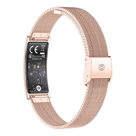 FOREVER ELEGANCE SB-B8 pametna zapestnica / ura, OLED zaslon, 2 paščka, BT 5.3, Android + iOS, baterija, aplikacija, spremljanje zdravja / spanca / aktivnosti / športa, IPX8, roza zlata (Rose Gold)