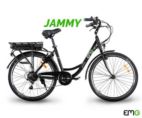 TREVI EMG JAMMY električno kolo, cestno/mestno, 26" pnevmatike, 250W motor, 36V 10Ah 360Wh baterija, Shimano, do 60km, V-zavore, LED prikazovalnik, črna (Midnight Black)