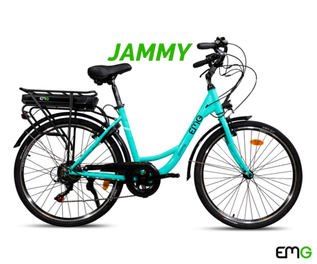 TREVI EMG JAMMY električno kolo, cestno/mestno, 26" pnevmatike, 250W motor, 36V 10Ah 360Wh baterija, Shimano, do 60km, V-zavore, LED prikazovalnik, zelena (Aqua Green)