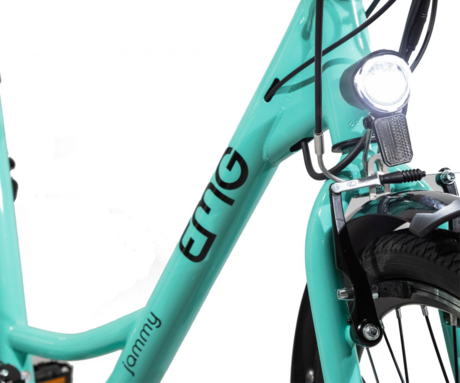 TREVI EMG JAMMY električno kolo, cestno/mestno, 26" pnevmatike, 250W motor, 36V 10Ah 360Wh baterija, Shimano, do 60km, V-zavore, LED prikazovalnik, zelena (Aqua Green)