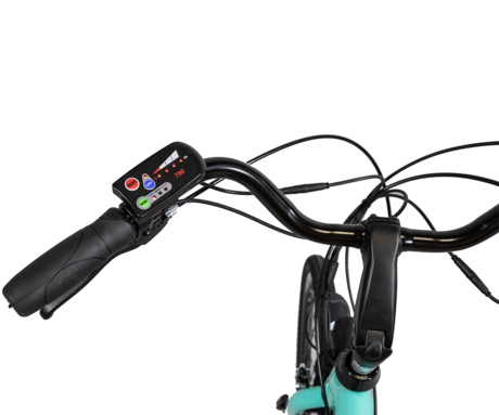 TREVI EMG JAMMY električno kolo, cestno/mestno, 26" pnevmatike, 250W motor, 36V 10Ah 360Wh baterija, Shimano, do 60km, V-zavore, LED prikazovalnik, zelena (Aqua Green)