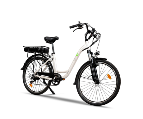 TREVI EMG FUNNY električno kolo, cestno/mestno, 26" pnevmatike, 250W motor, 36V 13Ah 468Wh baterija, Shimano, do 80km, V-zavore, vzmetenje, LED prikazovalnik, bela (Pearl White)