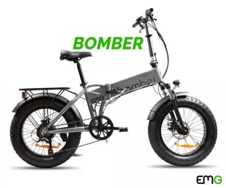 TREVI EMG BOMBER zložljivo električno kolo, 20" pnevmatike, 250W motor, 36V 10Ah 360Wh baterija, Shimano, do 40km, disk zavore, vzmetenje, LCD zaslon, siv (Bomber Gray)