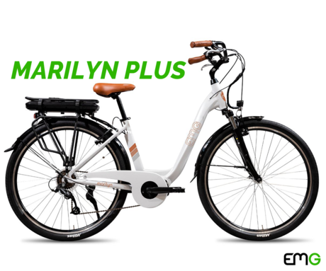 TREVI EMG MARILYN PLUS električno kolo, cestno/mestno, vintage, 28" pnevmatike, 250W motor, 36V 13Ah 468Wh baterija, Shimano, do 80km, disk zavore, vzmetenje, LCD zaslon, srebrna (Silver)