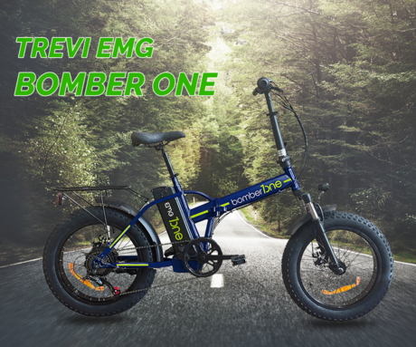 TREVI EMG BOMBER ONE zložljivo električno kolo, 20" pnevmatike, 250W motor, 36V 10Ah 360Wh baterija, Shimano, do 40km, disk zavore, vzmetenje, LED prikazovalnik, modra (Metallic Blue)