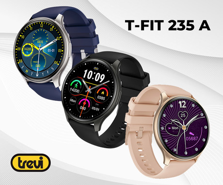 TREVI T-FIT 235 CALL pametna ura, 1,43" zaslon, Bluetooth, Android + iOS, baterija, IP67, klicanje, kisik / pritisk / aktivnost, analiza spanca, športni načini, črna (Jet Black)