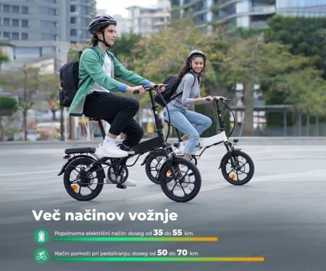 Električno zložljivo kolo ISINWHEEL U3, 16" pnevmatike, 250W motor, do 55km, do 25km/h, 36V 7.8Ah baterija, do 120kg, črn