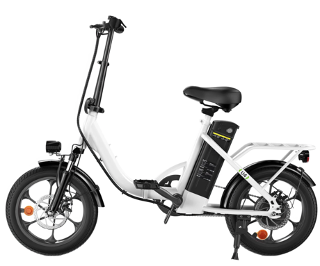 ISINWHEEL U4 električno kolo, zložljivo, 16" pnevmatike, 250W motor, 36V 10Ah 374Wh baterija, do 88km, do 25km/h, disk zavore, vzmetenje, belo