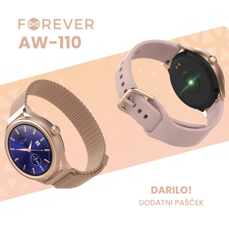 EOL - FOREVER ICON 2 AW-110 pametna ura, AMOLED zaslon, Bluetooth 5.0, Android +iOS, IP68, roza zlata (Rose Gold)