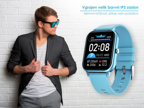 EOL - TREVI Športna ura T-FIT 270, Bluetooth, mikrofon, zvočnik, aplikacija, IP67, modra