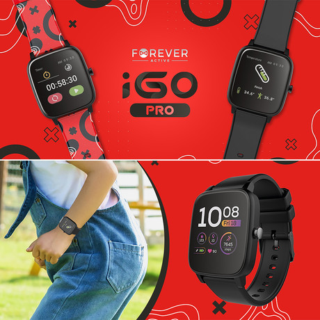 EOL - FOREVER pametna mladostniška / otroška / športna ura iGO PRO JW-200, 1.4'', Bluetooth, IP68, črna