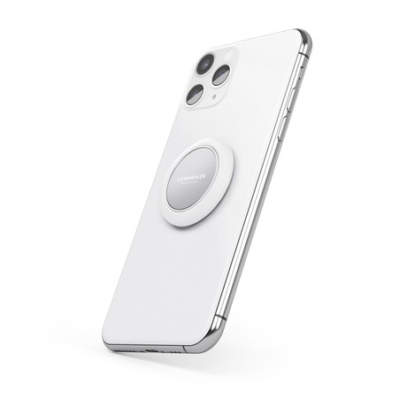 Vonmählen BACKFLIP® Signature univerzalno magnetno držalo / stojalo za telefon, silikon + aluminij, združljivo z vsemi telefoni, priložen magnetni nosilec, srebrno