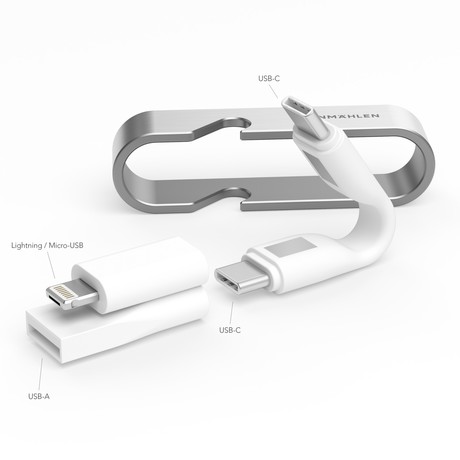 Vonmählen HIGH SIX® univerzalni 6v1 kabel za polnjenje, USB-C / USB-A / Micro-USB / Lightning, združljiv z vsemi napravami, hitro polnjenje, srebrn (Silver)