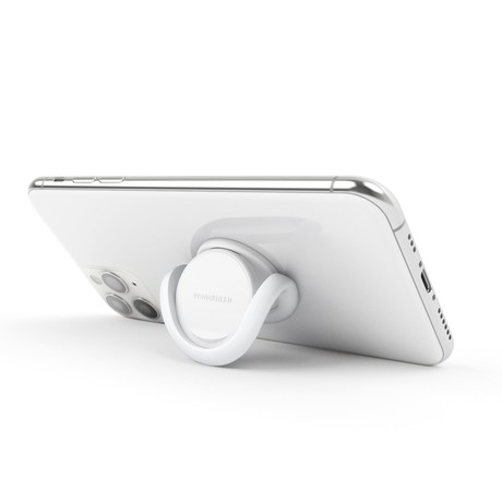 Vonmählen BACKFLIP® univerzalno magnetno držalo / stojalo za telefon, silikonsko, združljivo z vsemi telefoni, priložen magnetni nosilec, belo