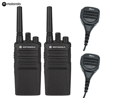 MOTOROLA XT420 walkie talkie komplet, 2-KIT, PMR446, 16 kanalov / 219 privatnih kod, doseg 9km, VOX prostoročna funkcija, polnilna baterija, IP55 vodoodpornost, +dodatki, črn