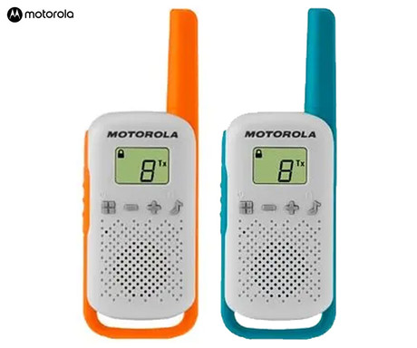 MOTOROLA T42 walkie talkie komplet, 2-KIT, PMR446, 16 kanalov, doseg 4km, +dodatki, moder, oranžen