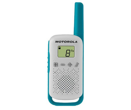 MOTOROLA T42 walkie talkie komplet, 2-KIT, PMR446, 16 kanalov, doseg 4km, +dodatki, moder, oranžen