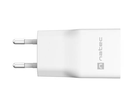 Natec RIBERA GaN SLIM polnilec, 20W, 1x USB-A, 1x USB-C, PD 3.0, QC 3.0, protokol PPS, univerzalna kompatibilnost, tehnologija GaN, varnostne zaščite, 83x38x16mm, bel