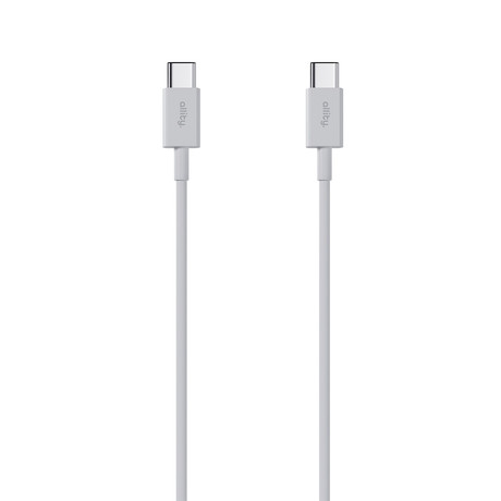 ALLITY AUC-03 kabel, USB-C na USB-C, 60W, 1m, univerzalni, polnjenje / napajanje / prenos podatkov, Plug&Play, odporen TPU/TPE, +Velcro trak, bel
