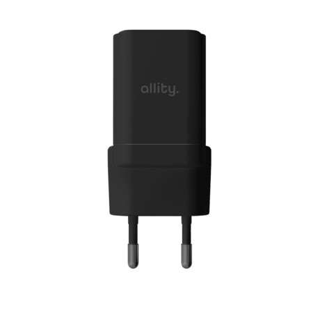 ALLITY ATC-01 GaN polnilec, 30W, 1x USB-C, 1x USB-A, Power Delivery, Quick Charge, polnjenje / napajanje, univerzalna kompatibilnost, Plug&Play, tehnologija GaN, črn