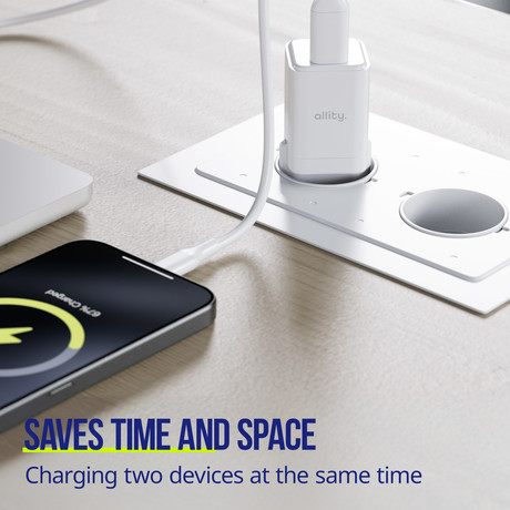 ALLITY ATC-01 GaN polnilec, 30W, 1x USB-C, 1x USB-A, Power Delivery, Quick Charge, polnjenje / napajanje, univerzalna kompatibilnost, Plug&Play, tehnologija GaN, črn