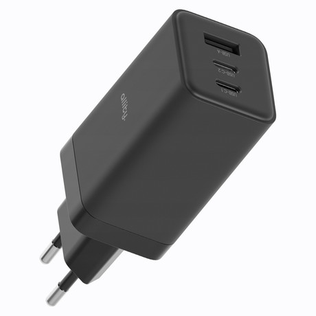 ALLITY ATC-01 GaN polnilec, 65W, 2x USB-C, 1x USB-A, Power Delivery, Quick Charge, polnjenje / napajanje, univerzalna kompatibilnost, Plug&Play, tehnologija GaN, črn