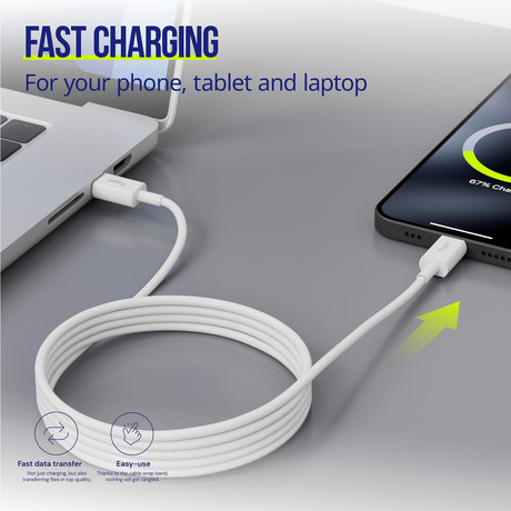 ALLITY AUC-03 kabel, USB-C na USB-C, 100W, 2m, univerzalni, polnjenje / napajanje / prenos podatkov, Plug&Play, odporen TPU/TPE, +Velcro trak, bel