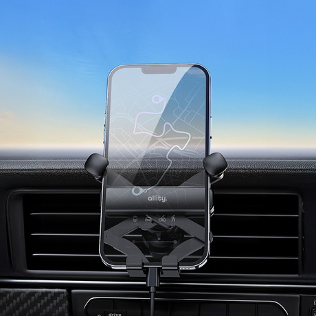 ALLITY ACH-100 avto nosilec za telefon, univerzalni, 4-točkovna opora za napravo, 360° vrtljivost, izjemna stabilnost, namestitev na režo za ventilacijo, črn