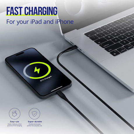 ALLITY AUC-02 kabel, USB-C na USB-C, 60W, 1m, univerzalni, polnjenje / napajanje / prenos podatkov, Plug&Play, silikon, +Velcro trak, črn