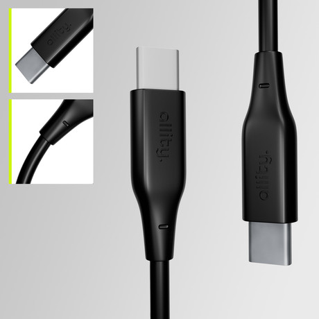 ALLITY AUC-02 kabel, USB-C na USB-C, 60W, 1m, univerzalni, polnjenje / napajanje / prenos podatkov, Plug&Play, silikon, +Velcro trak, črn
