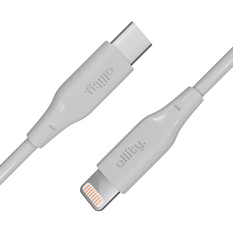 ALLITY AUC-02 kabel, USB-C na USB-C, 60W, 2m, univerzalni, polnjenje / napajanje / prenos podatkov, Plug&Play, silikon, +Velcro trak, bel